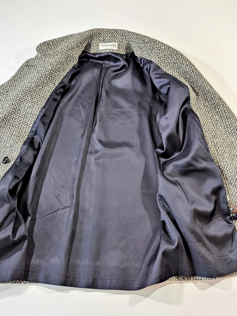 Forecaster of Boston Vintage Tweed Pea Coat Gray Double Breasted Women's Size 10 - Picture 6 of 12